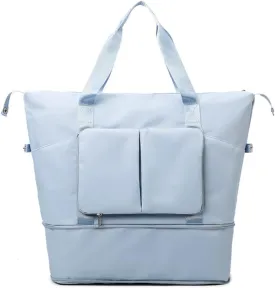 8 Pockets Travel Bag Wet-Dry Separated Gym Bag Foldable Yoga Fitness Bag Large Weekender Duffel Bag for Men Women