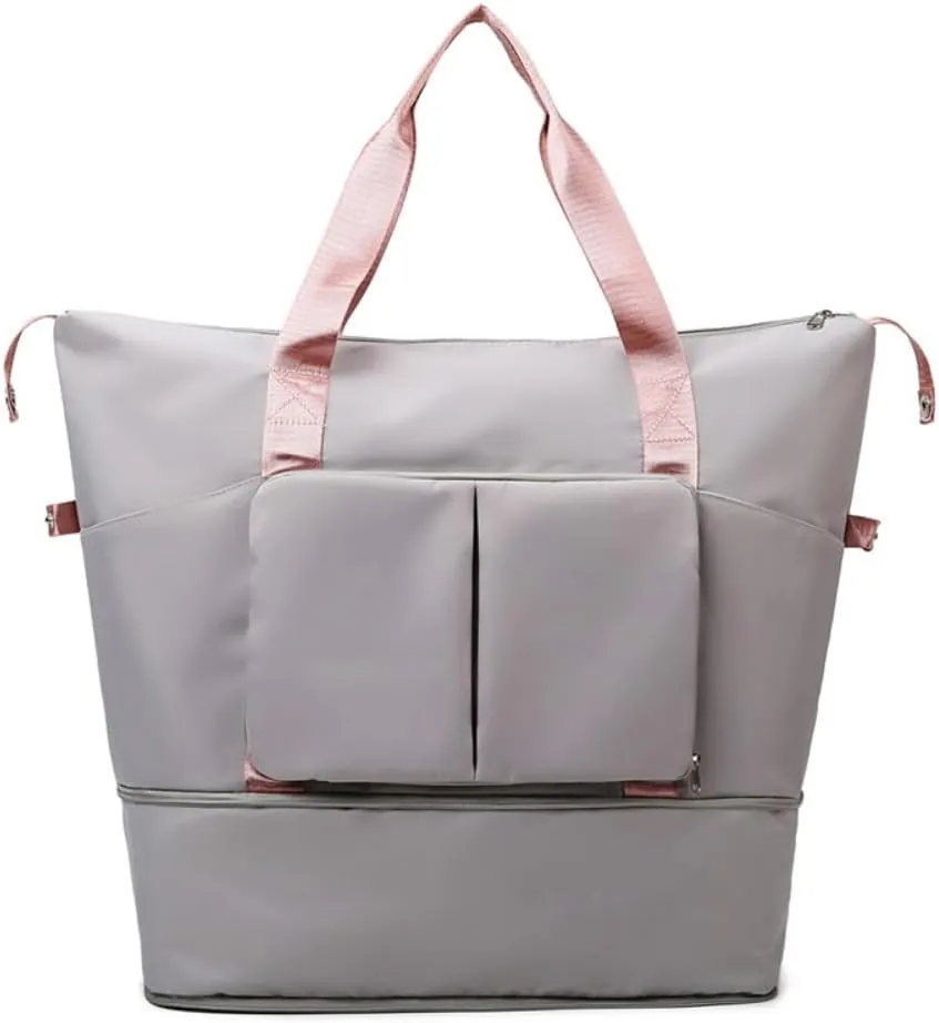 8 Pockets Travel Bag Wet-Dry Separated Gym Bag Foldable Yoga Fitness Bag Large Weekender Duffel Bag for Men Women