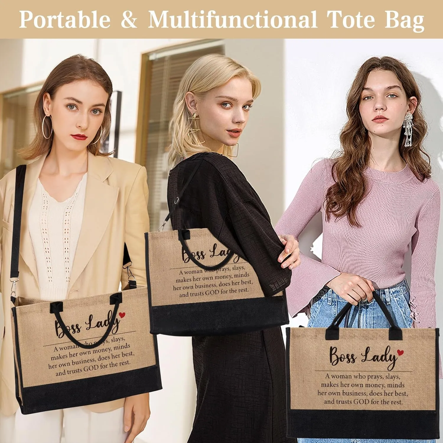 Boss Lady Gifts for Women, Funny Boss Lady Tote Bag Beach Bag, Bosses Day, Birthday, Christmas, Farewell Appreciation Gift for Women Her Female Manager