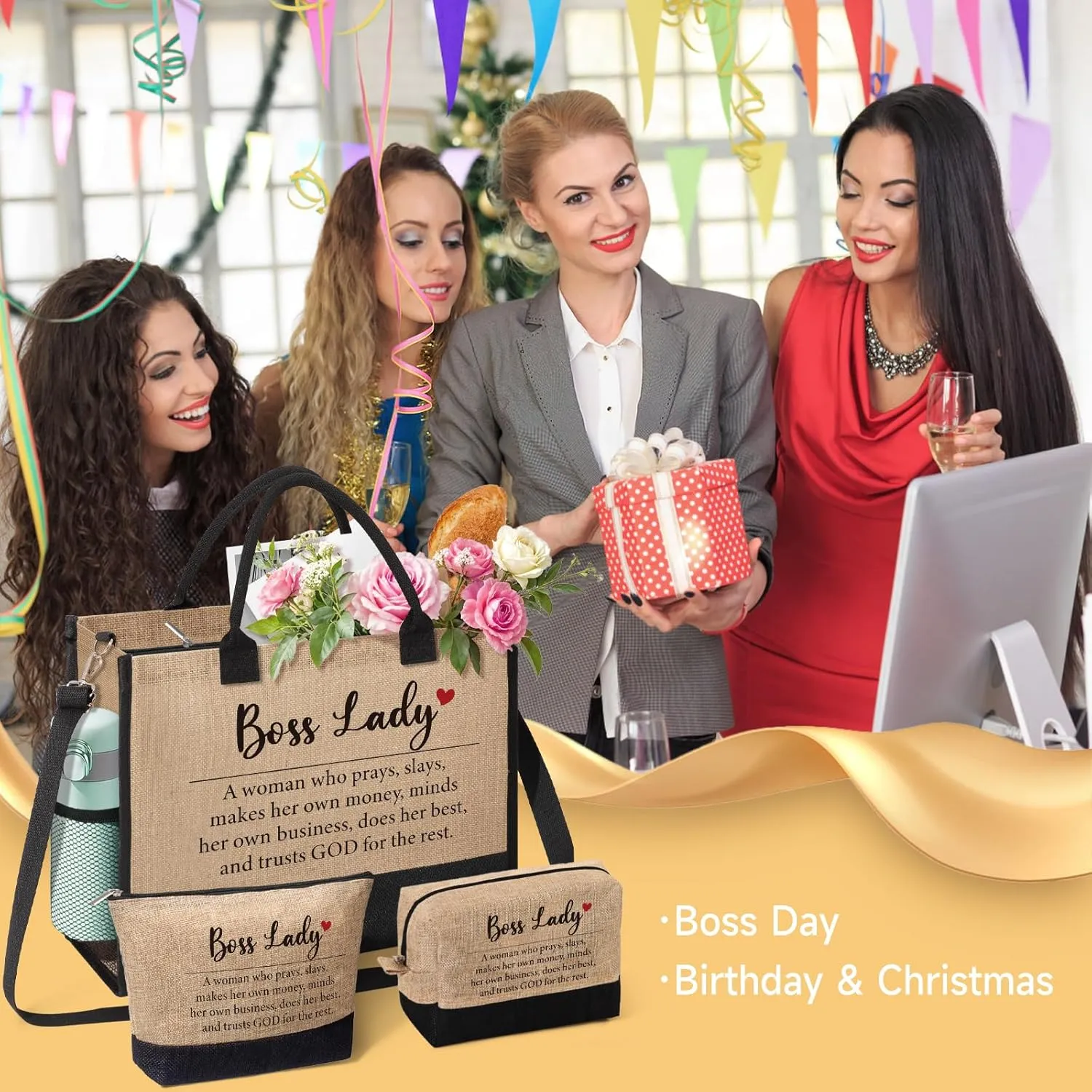 Boss Lady Gifts for Women, Funny Boss Lady Tote Bag Beach Bag, Bosses Day, Birthday, Christmas, Farewell Appreciation Gift for Women Her Female Manager