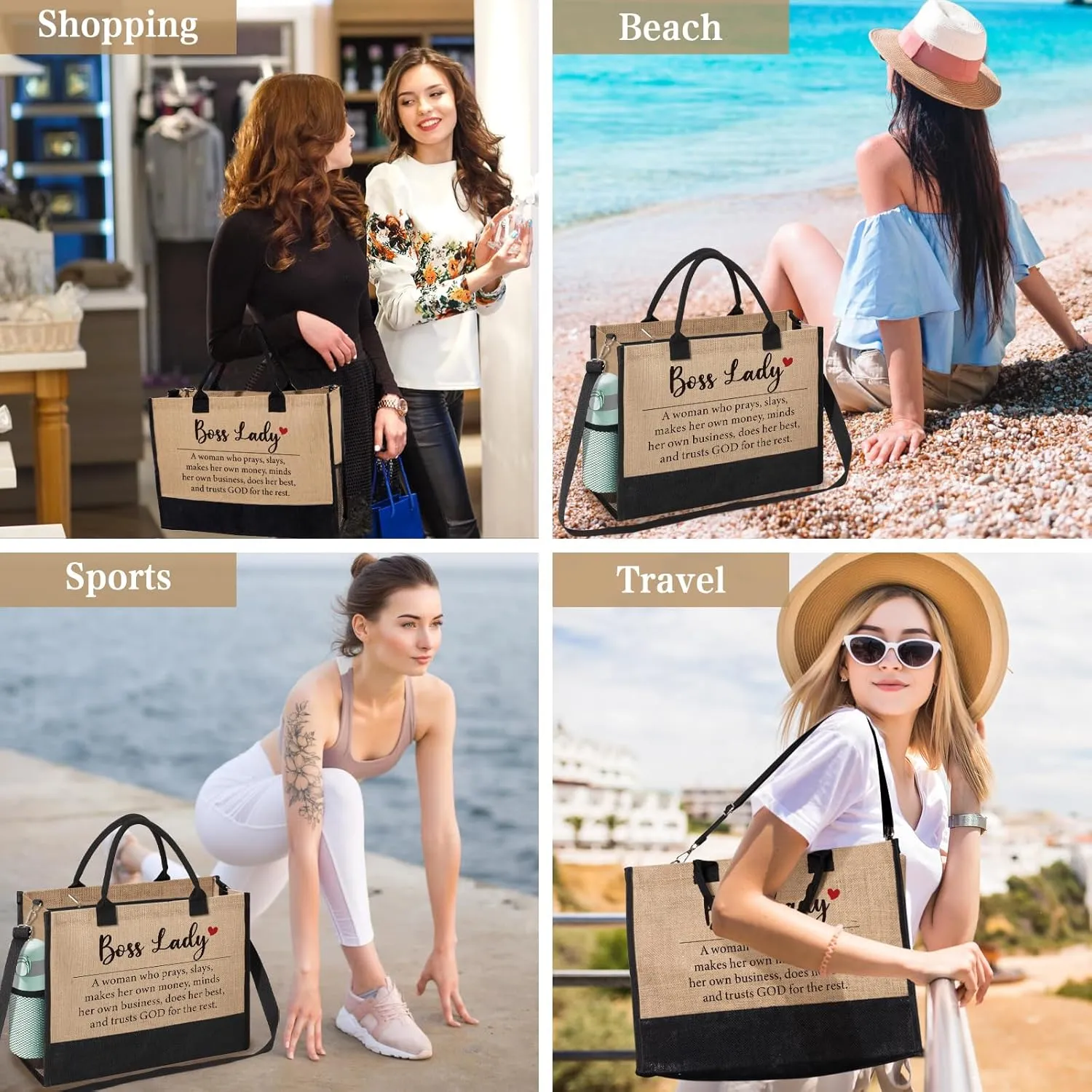 Boss Lady Gifts for Women, Funny Boss Lady Tote Bag Beach Bag, Bosses Day, Birthday, Christmas, Farewell Appreciation Gift for Women Her Female Manager