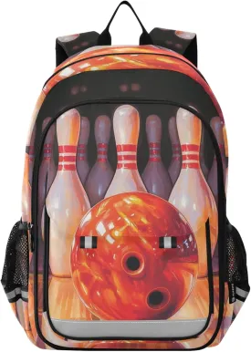 Bowling Ball Bowling Pins Backpack Lightweight Bookbag Laptop Backpack College School Bag for Boys Girls