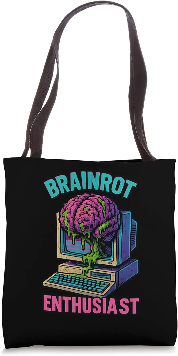 Brainrot Meme Core Retro Computer Humor Internet Decay Gamer Tote Bag