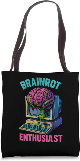 Brainrot Meme Core Retro Computer Humor Internet Decay Gamer Tote Bag