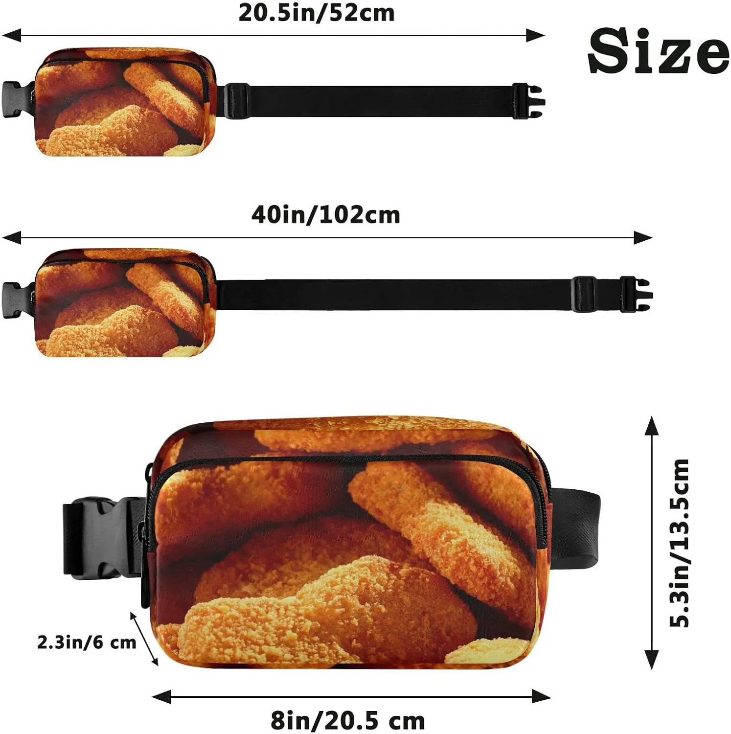 Chicken Nuggets Fanny Pack for Men Women,Crossbody Waist Bag Pack with Adjustable Strap Mini Belt Bag for Running Cycling