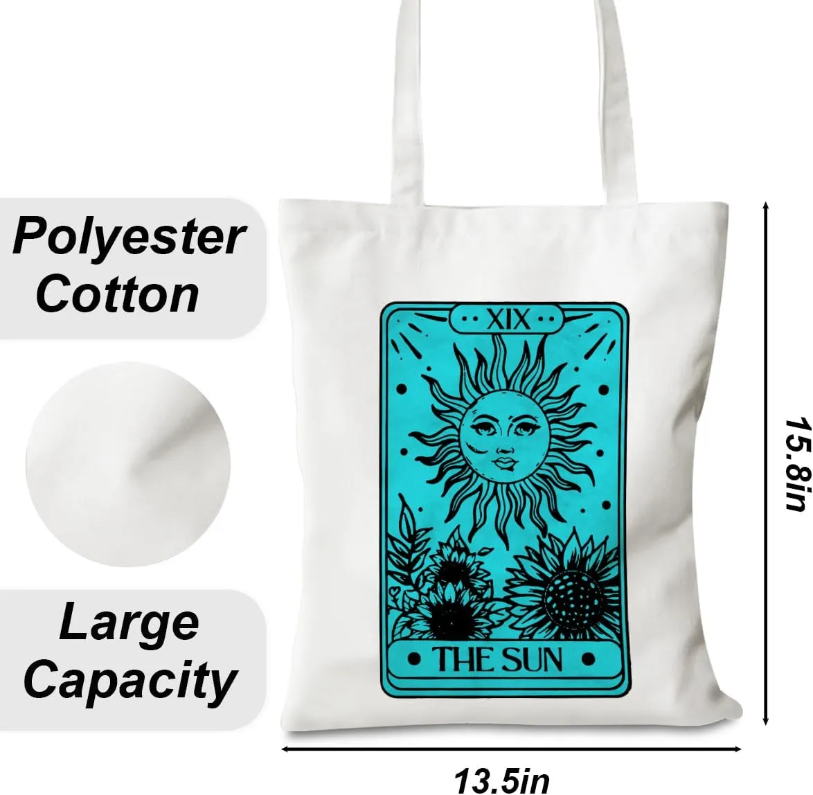 Decohim Funny Skull Tarot Card Sarcastic Canvas Tote Bag Grocery Bags Witchy Gifts for Women Halloween Birthday Christmas