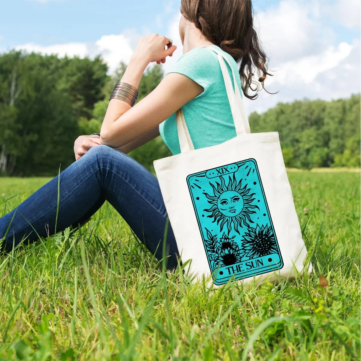 Decohim Funny Skull Tarot Card Sarcastic Canvas Tote Bag Grocery Bags Witchy Gifts for Women Halloween Birthday Christmas
