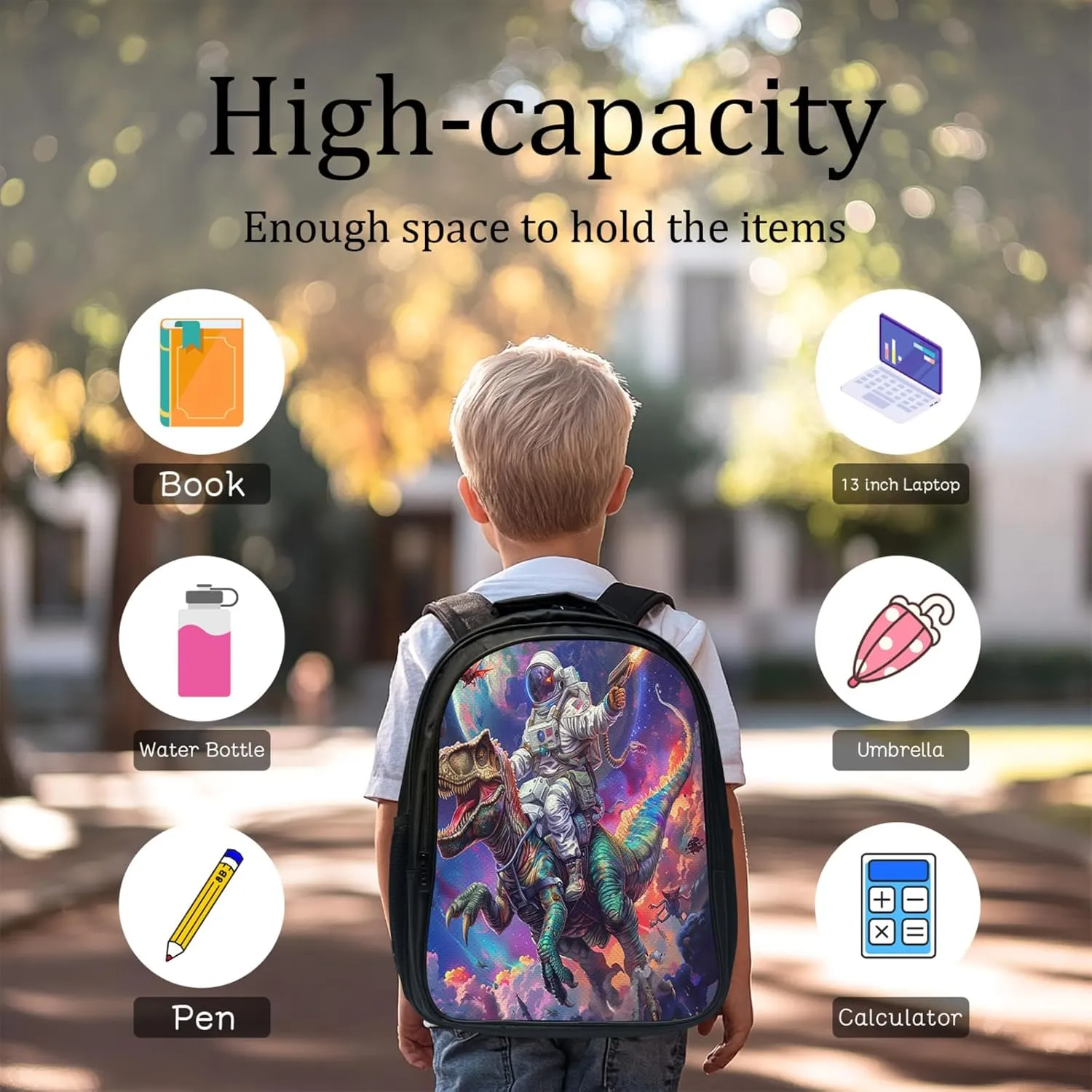 Dinosaur Backpack Set for Boys Girls 3PCS Cool Space Astronaut School Bag with Lunch Box Pencil Case Kids Backpacks Toddler Elementary Bookbag 16 Inch