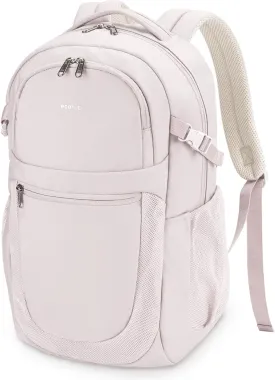 ECOHUB Travel Backpack for Women, 17.3 inch Suspended Laptop Backpack, Fashion Water-Resistant College Computer Bookbag, 28L Personal Item Bag with 12 Pockets for Causal, Work, Beige