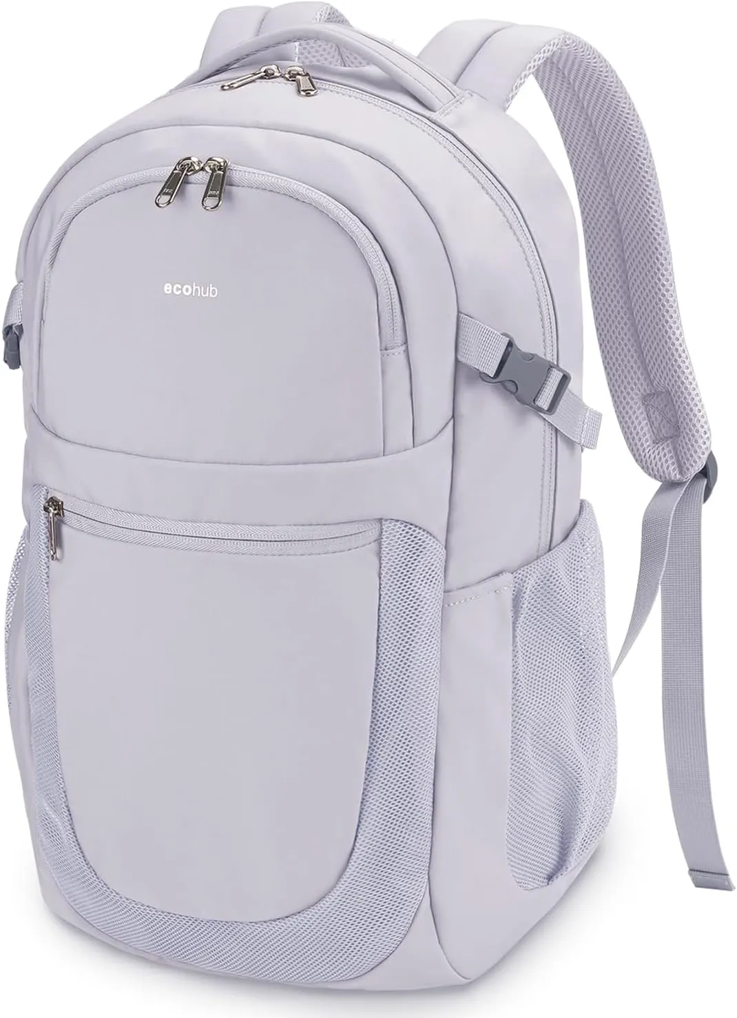 ECOHUB Travel Backpack for Women, 17.3 inch Suspended Laptop Backpack, Fashion Water-Resistant College Computer Bookbag, 28L Personal Item Bag with 12 Pockets for Causal, Work, Grey