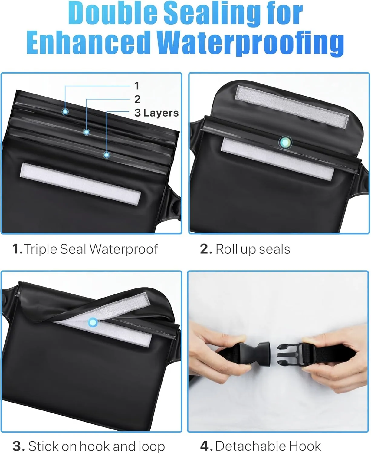 F-color Waterproof Fanny Pack - Waterproof Phone Pouch with Waist Strap - Cruise Essentials 2025 Must Haves Waterproof Pouch Dry Bag Keep Phone Valuables Safe for Beach Kayaking Boating Fishing