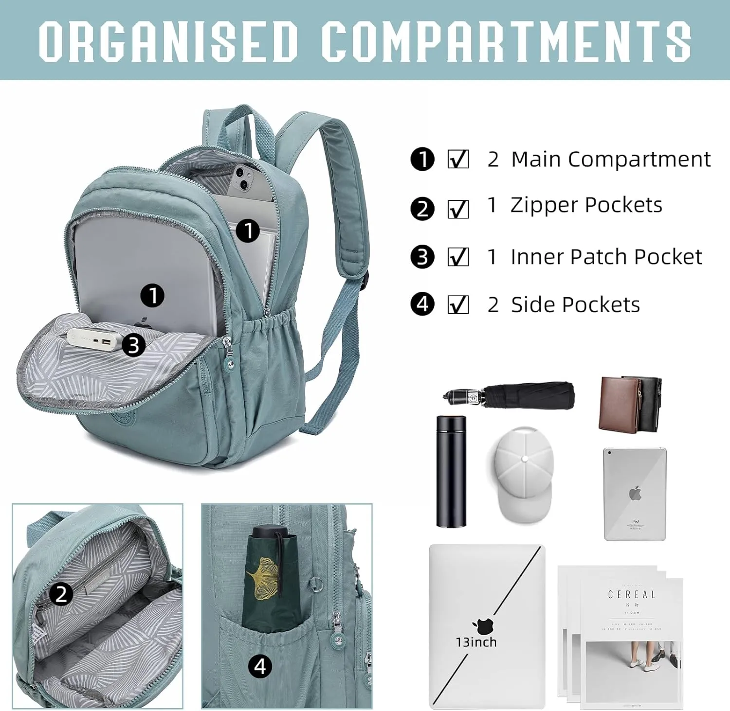 Hiking Waterproof 13" Laptop Backpack Purse for Women and Men,Travel Backpack