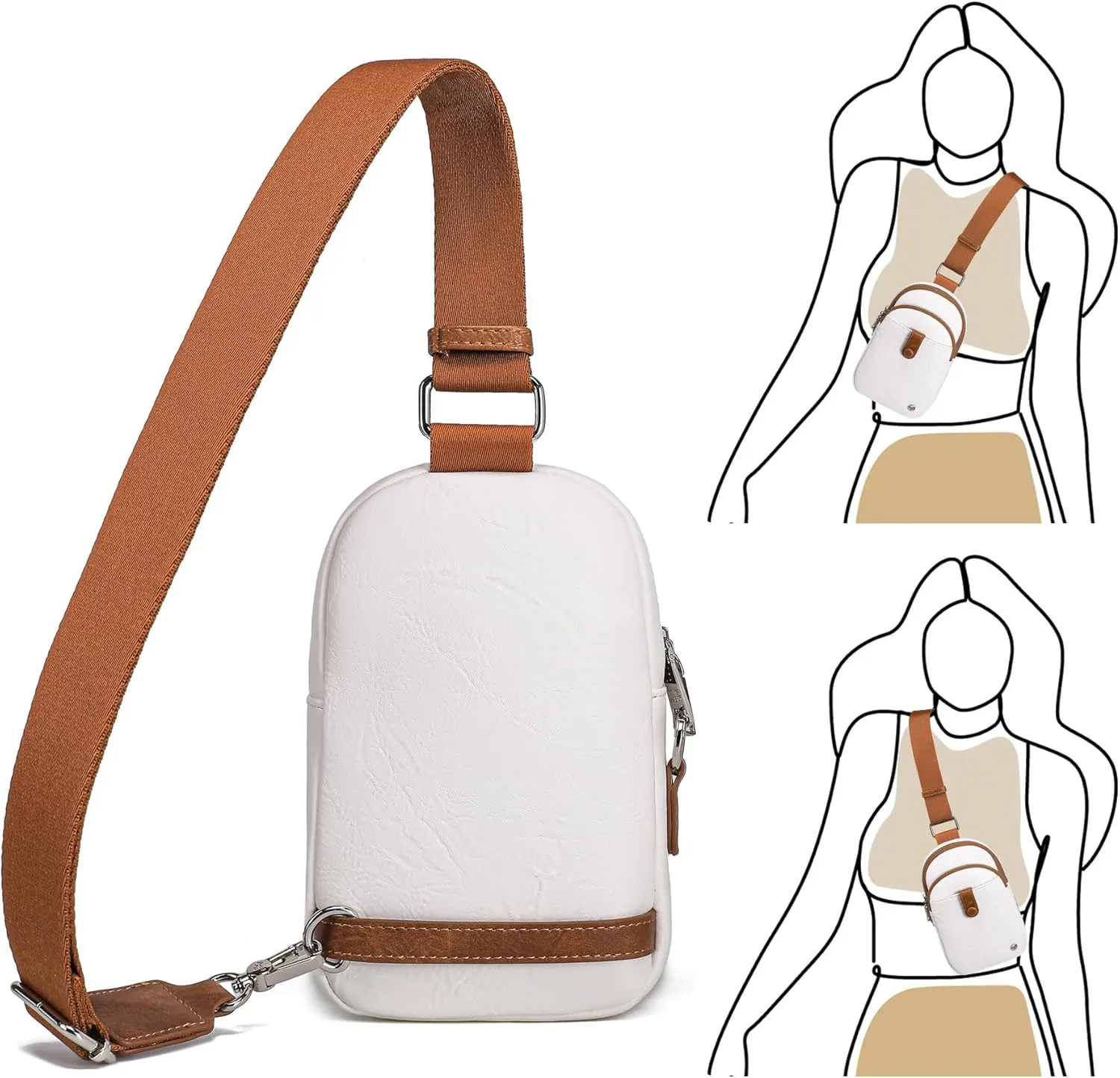 INICAT Small Crossbody Sling Bags for Women Vegan Leather Cell Phone Purse Fanny Packs for Women Men