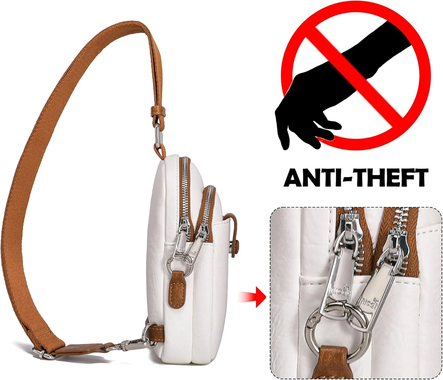 INICAT Small Crossbody Sling Bags for Women Vegan Leather Cell Phone Purse Fanny Packs for Women Men