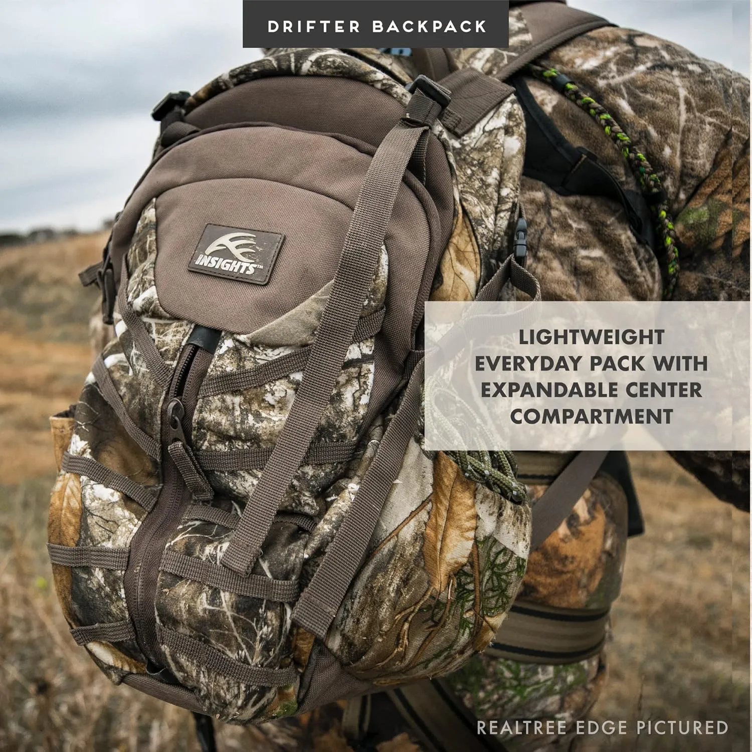 Insights Hunting by frogg toggs - The Drifter Backpack, Lightweight Camouflaged Day Pack holds Decoy, two H20 Bottles, Mossy Oak DNA