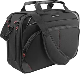 KROSER Laptop Bag 15.6 Inch Laptop Briefcase Laptop Messenger Bag Water Repellent Computer Case Laptop Shoulder Bag Durable Tablet Sleeve with RFID Pockets for Business/College/Women/Men-Black/Red