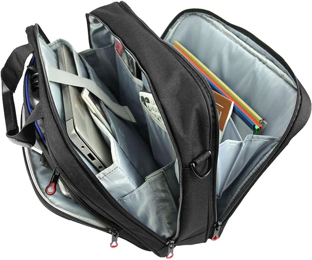 KROSER Laptop Bag 15.6 Inch Laptop Briefcase Laptop Messenger Bag Water Repellent Computer Case Laptop Shoulder Bag Durable Tablet Sleeve with RFID Pockets for Business/College/Women/Men-Black/Red