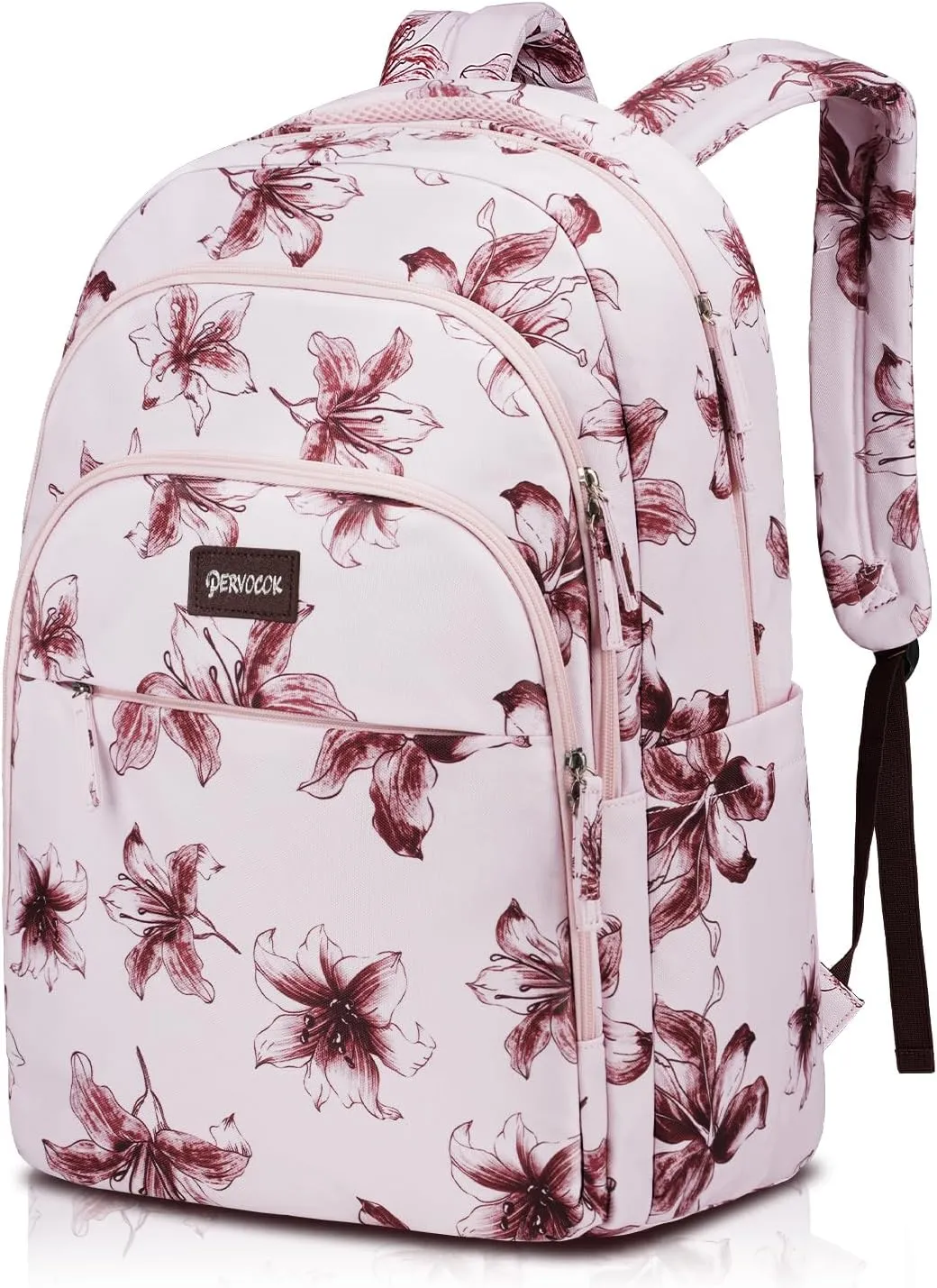 Laptop Backpack for Women, Pink Business Travel Laptops Backpack with USB Charging Hole for 17.3inch Laptop Work Bag, Sturdy Daypack Computer Backpacks Gift for Teacher Doctor Nurse College