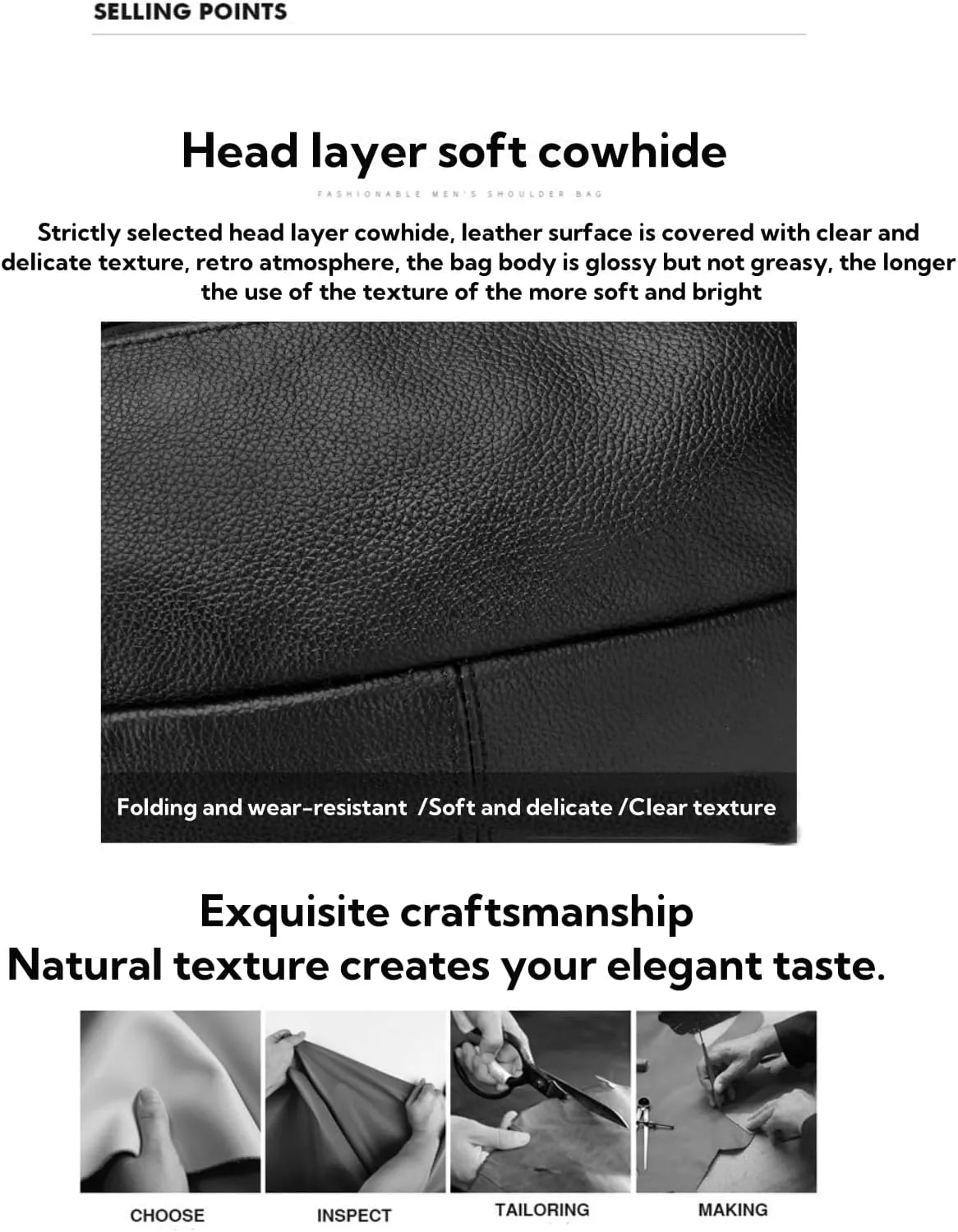 leather Fanny pack, Outdoor travel waist Pack Cowhide Leather Large Size 2 Pockets waist bag.Suitable for outdoor mountaineering, travel, camping, cycling, running, etc.black-E