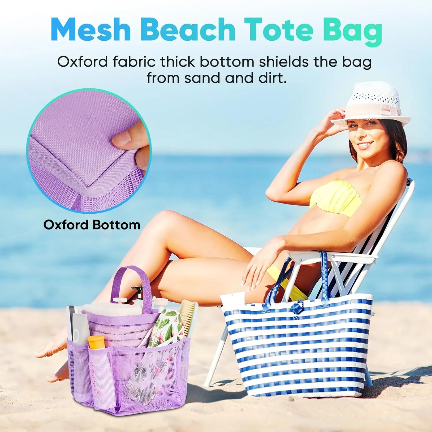 Mesh Shower Caddy Portable for College Dorm Room Essentials,Portable Shower Caddy Dorm with 8-Pocket Large Capacity, Shower Bag for Beach, Swimming, Gym-Purple