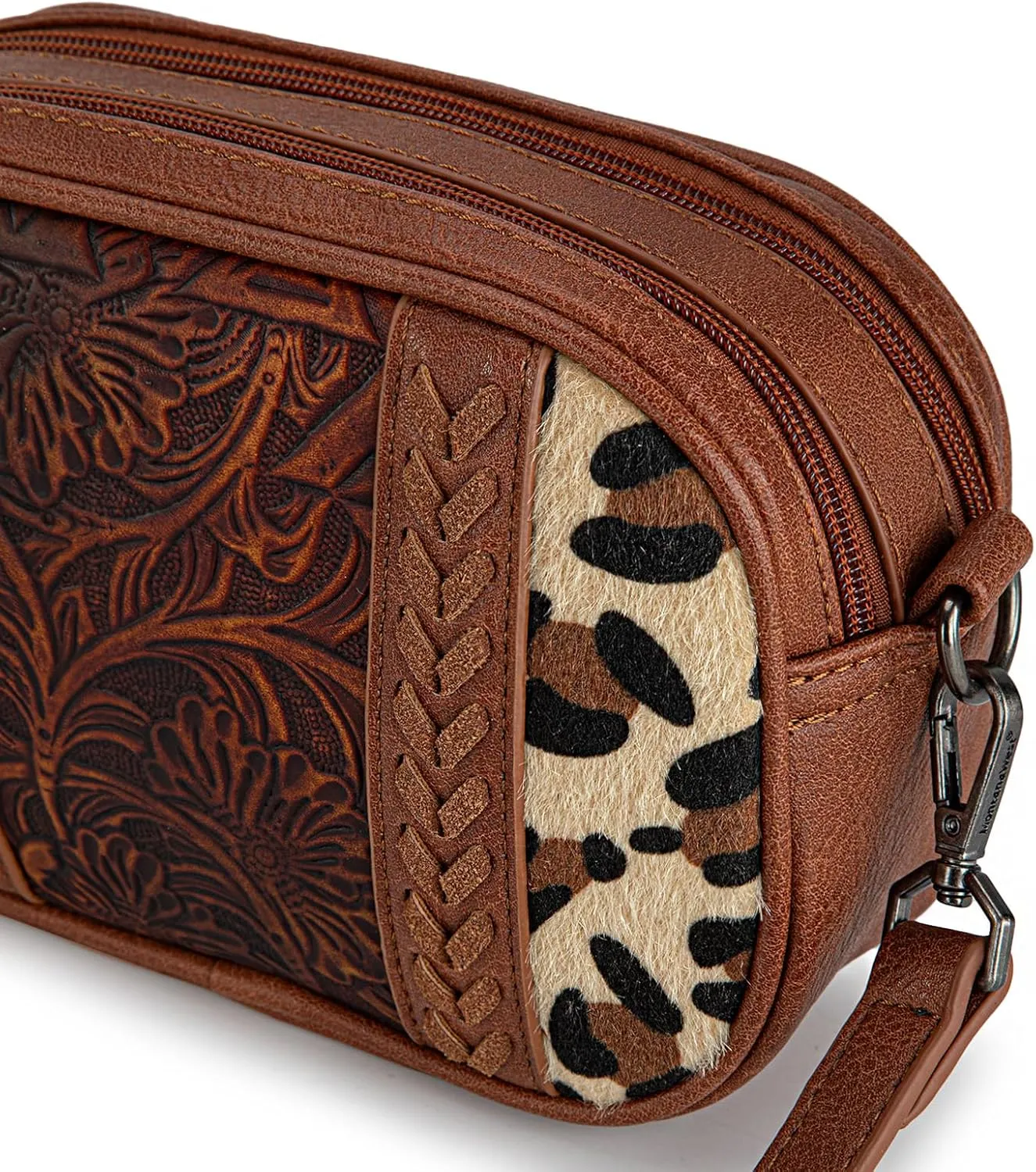 Montana West Cow Print Crossbody Bags for Women Western Tooled Crossbody Purses with Built in Card Holder