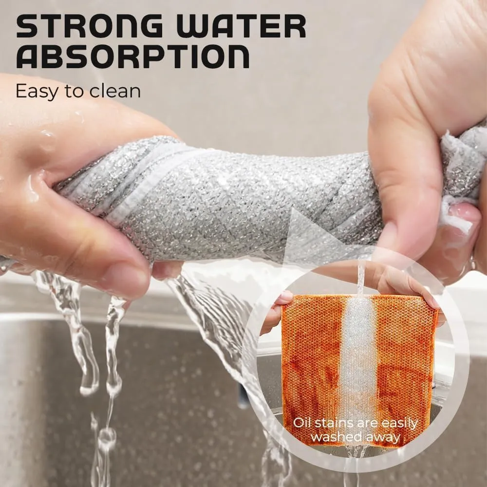 Multipurpose Wire Dishwashing Rags for Wet and Dry, 2024 Reusable Non Scratch Metal Wire Dishcloth, Upgrade Metal Scrubbing Pads Sponge Clean for Home Kitchen Stove Tops (20Pcs)