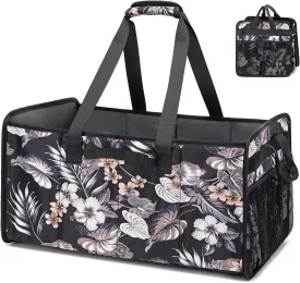 Muzale Extra Large Utility Tote Bag with Wire Frame Reusable Grocery Bags Foldable Heavy Duty Shopping Bags for Groceries Collapsible Totes with Handles for Carrying Heavy Loads Storage Car Trunk
