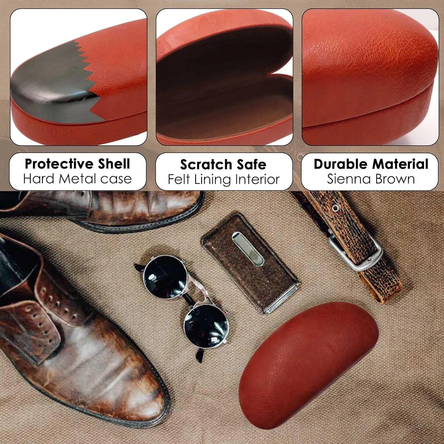 MyEyeglassCase Hard Sunglasses case - Women Glasses Case Holder - Large Durable Eyeglass Case Hard Shell with Pouch & Cloth