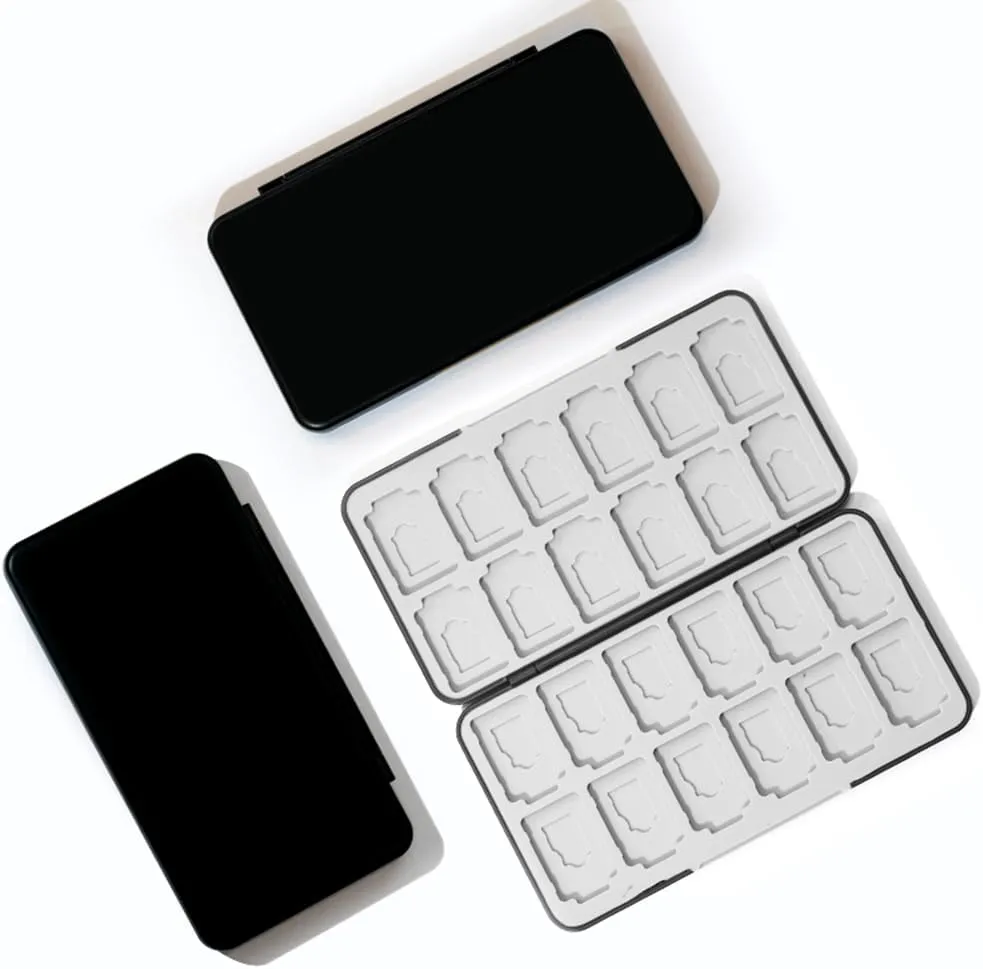 PERFECTSIGHT Switch Game Card Case, Black 24 Switch Game Holder for Nintendo Switch Lite/ OLED Cartridge Case with Game & Micro SD Card Slots