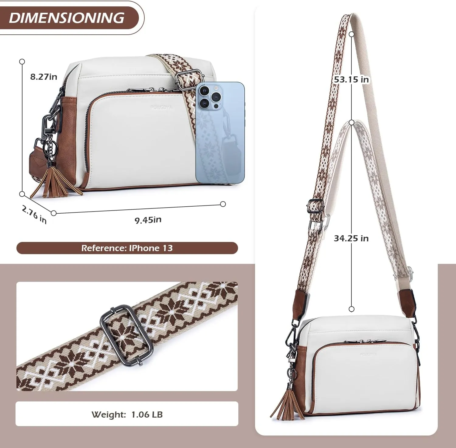 POIUGOYA Crossbody Purses for Women Trendy,Vegan Leather Medium Crossbody Bag,Women's Crossbody Travel Purse Built in Wallet