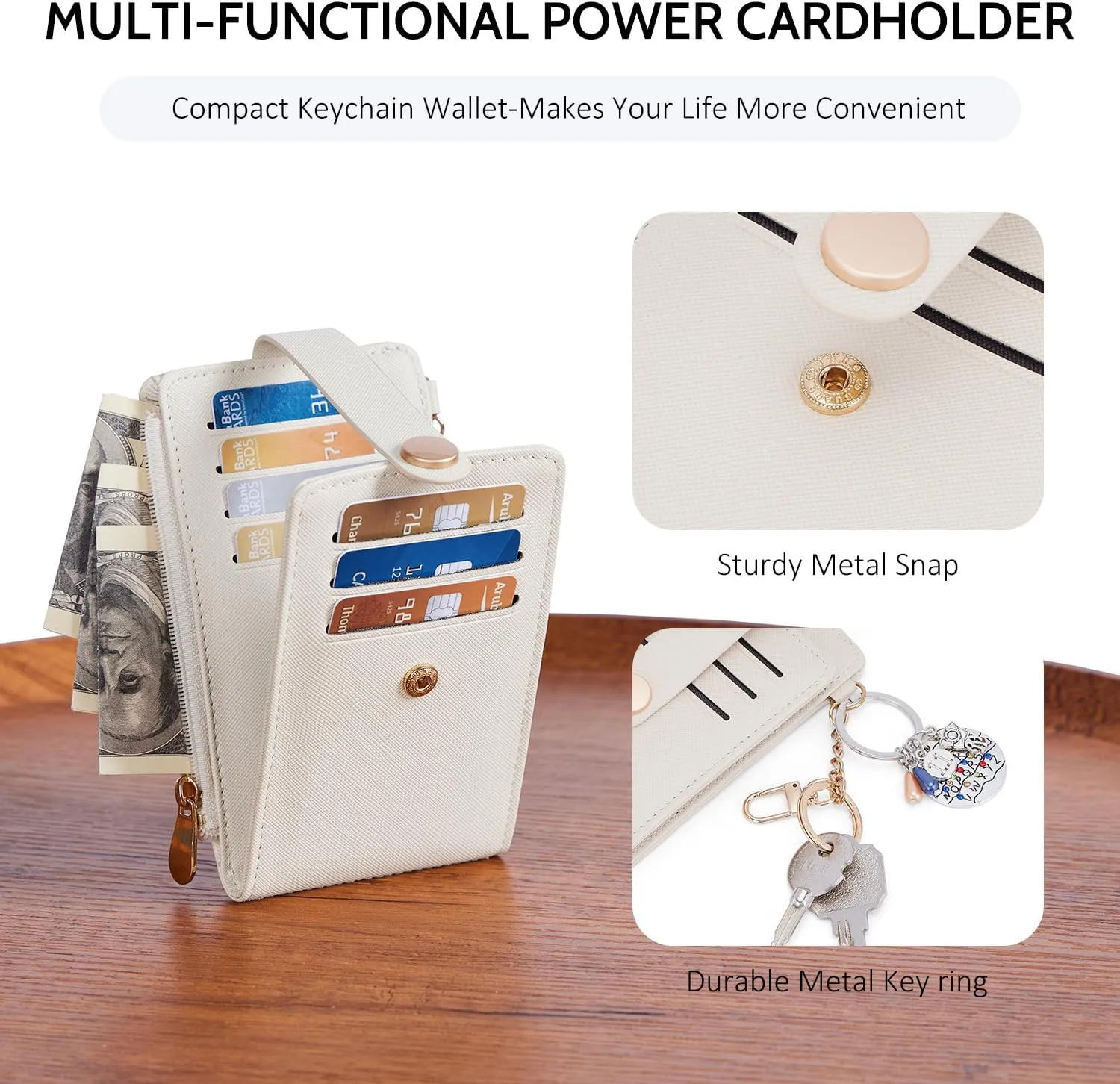 POIUGOYA Slim Wallet for Women,RFID Blocking Bifold Credit Card Holder with Zipper Coin Pocket,ID Window,Keychain