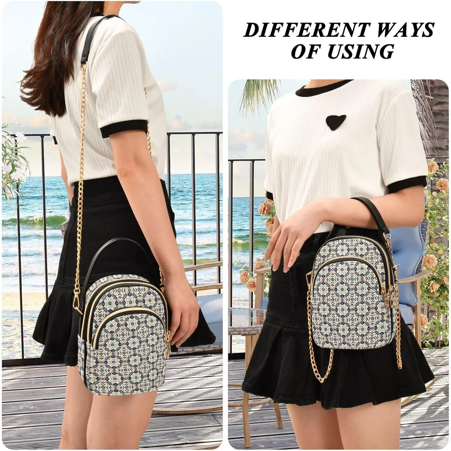 Quilted Shoulder Bag for Women with Chain Strap Leather Handle
