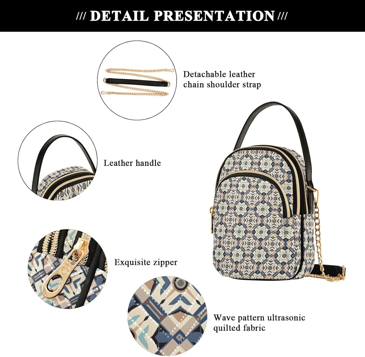 Quilted Shoulder Bag for Women with Chain Strap Leather Handle