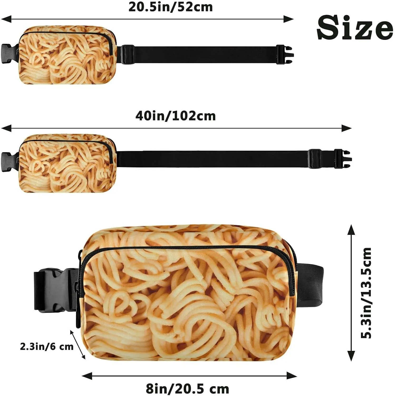 Ramen Noodles Fanny Pack for Men Women,Crossbody Waist Bag Pack with Adjustable Strap Mini Belt Bag for Running Cycling