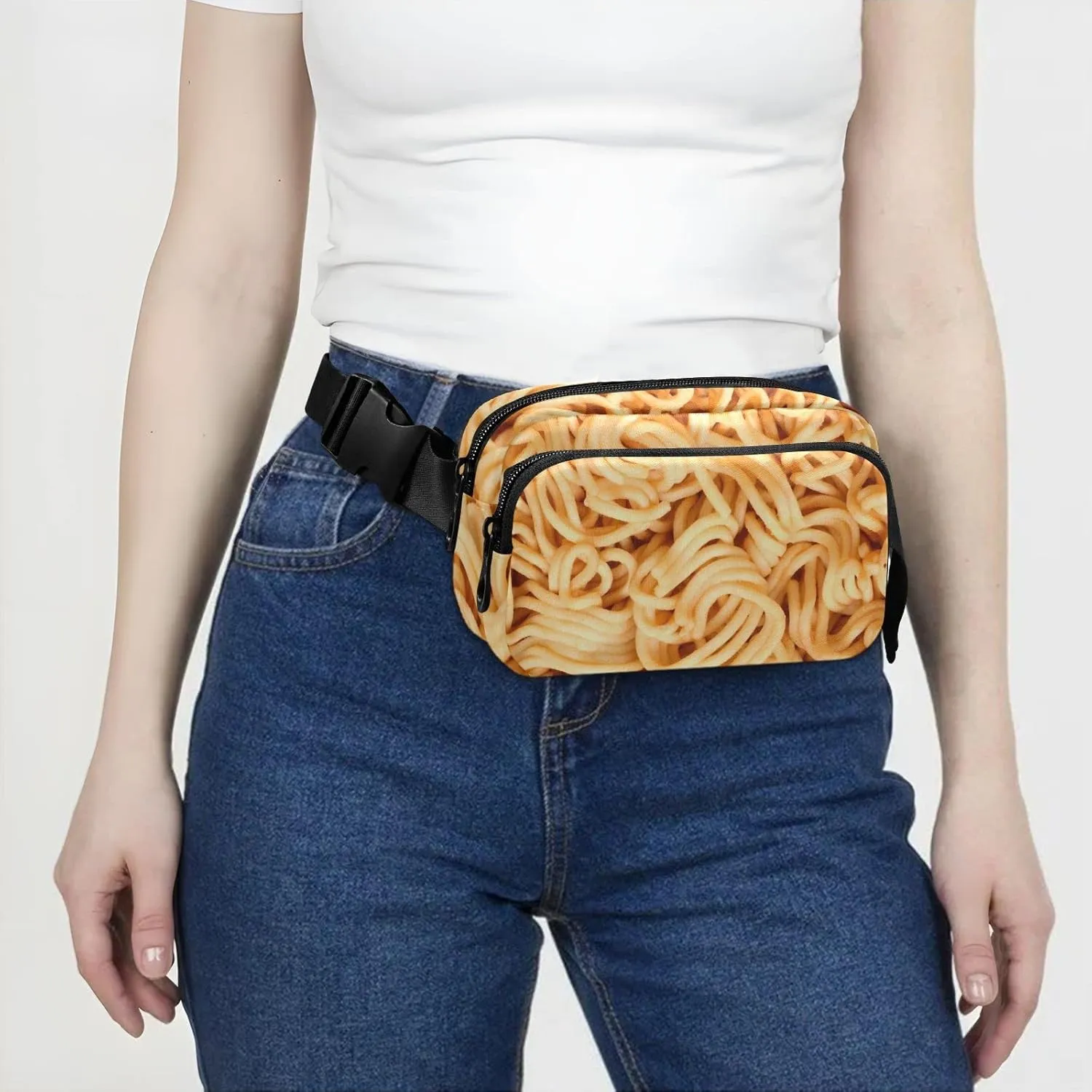 Ramen Noodles Fanny Pack for Men Women,Crossbody Waist Bag Pack with Adjustable Strap Mini Belt Bag for Running Cycling