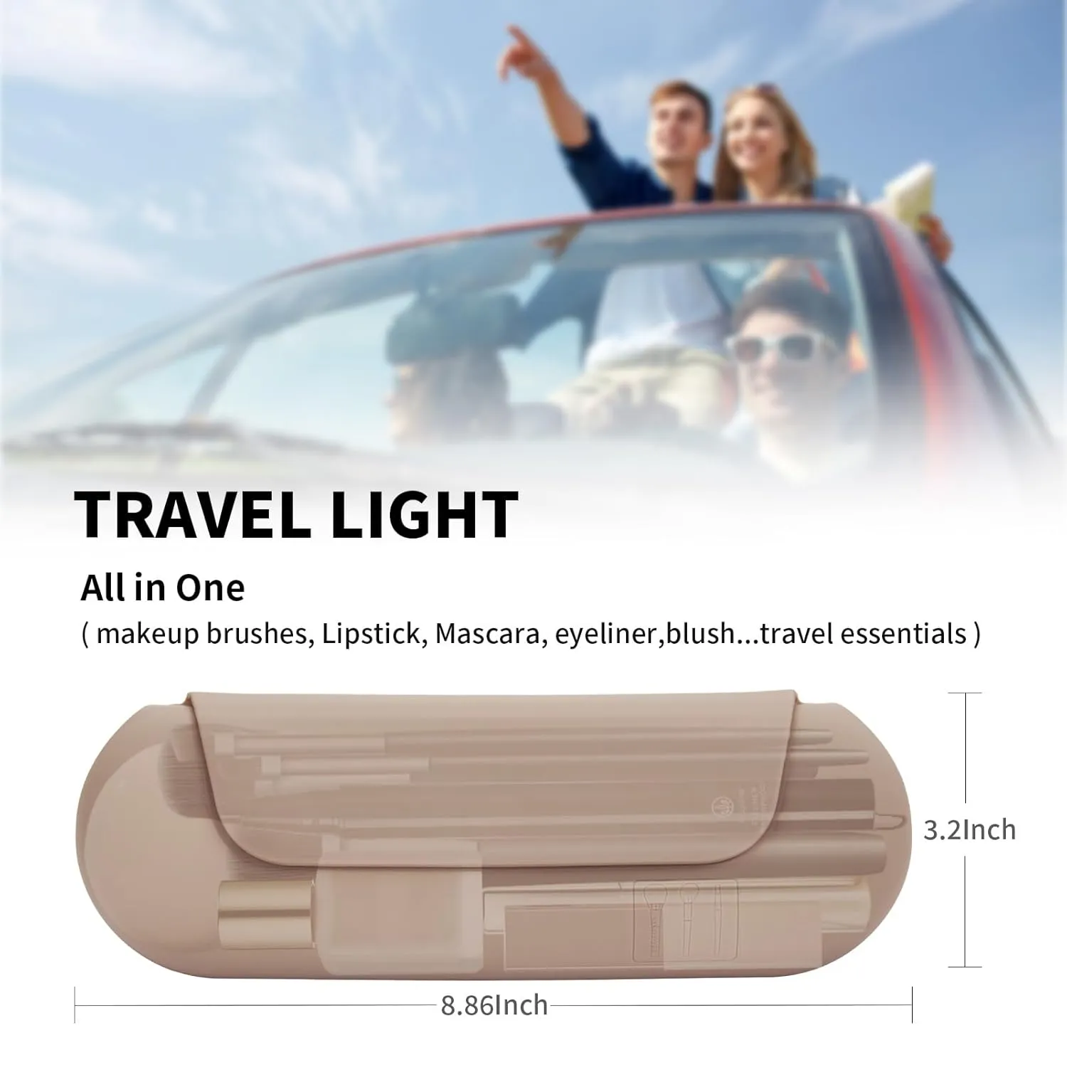 Silicone Makeup Brush Holder Travel Cosmetic BagSoft Portable Cosmetic Face Brushes Holder with Upgrade Anti-Fall Out Magnetic Closure, Large Travel Makeup Brush Case - Walnut