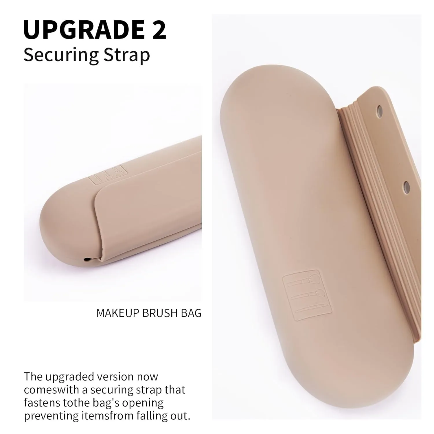 Silicone Makeup Brush Holder Travel Cosmetic BagSoft Portable Cosmetic Face Brushes Holder with Upgrade Anti-Fall Out Magnetic Closure, Large Travel Makeup Brush Case - Walnut