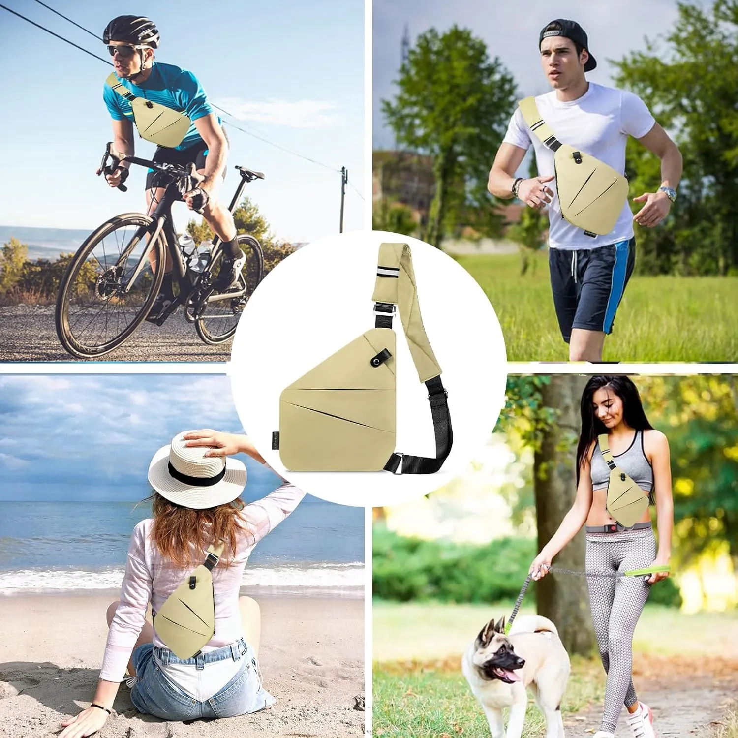 Sling Bag for Women Men, Anti Theft Travel Bag Crossbody Bags for Women Men Flex Bag for Outdoor Sport Casual Hiking Running