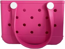 Small Beach Tote Bag, Portable Mini Rubber Tote Bag for Women, 11" x 8.5" x 4.5" Waterproof Cute Beach Bag for Sports