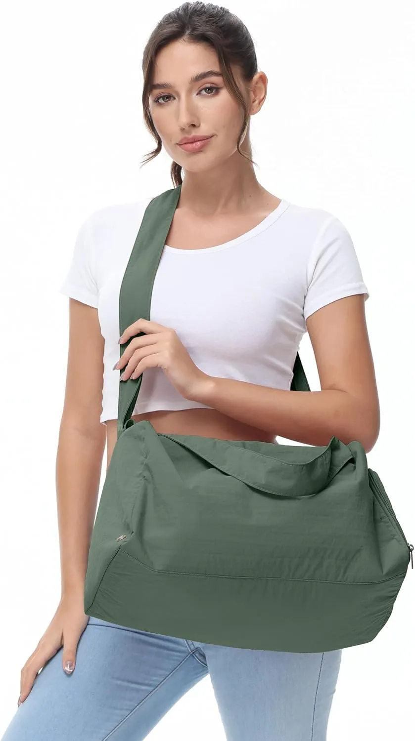 Small Gym Bag for Women with Shoes Compartment, Stylish Duffle Travel Bag for Plane, Lightweight Duffle Bag for Women & Men, Sport Gym Tote Bag with Wet Pocket for Yoga, Pilates, Swimming