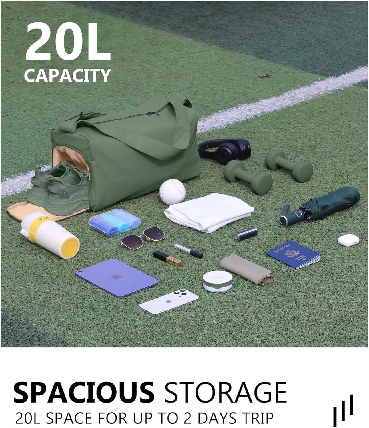 Small Gym Bag for Women with Shoes Compartment, Stylish Duffle Travel Bag for Plane, Lightweight Duffle Bag for Women & Men, Sport Gym Tote Bag with Wet Pocket for Yoga, Pilates, Swimming