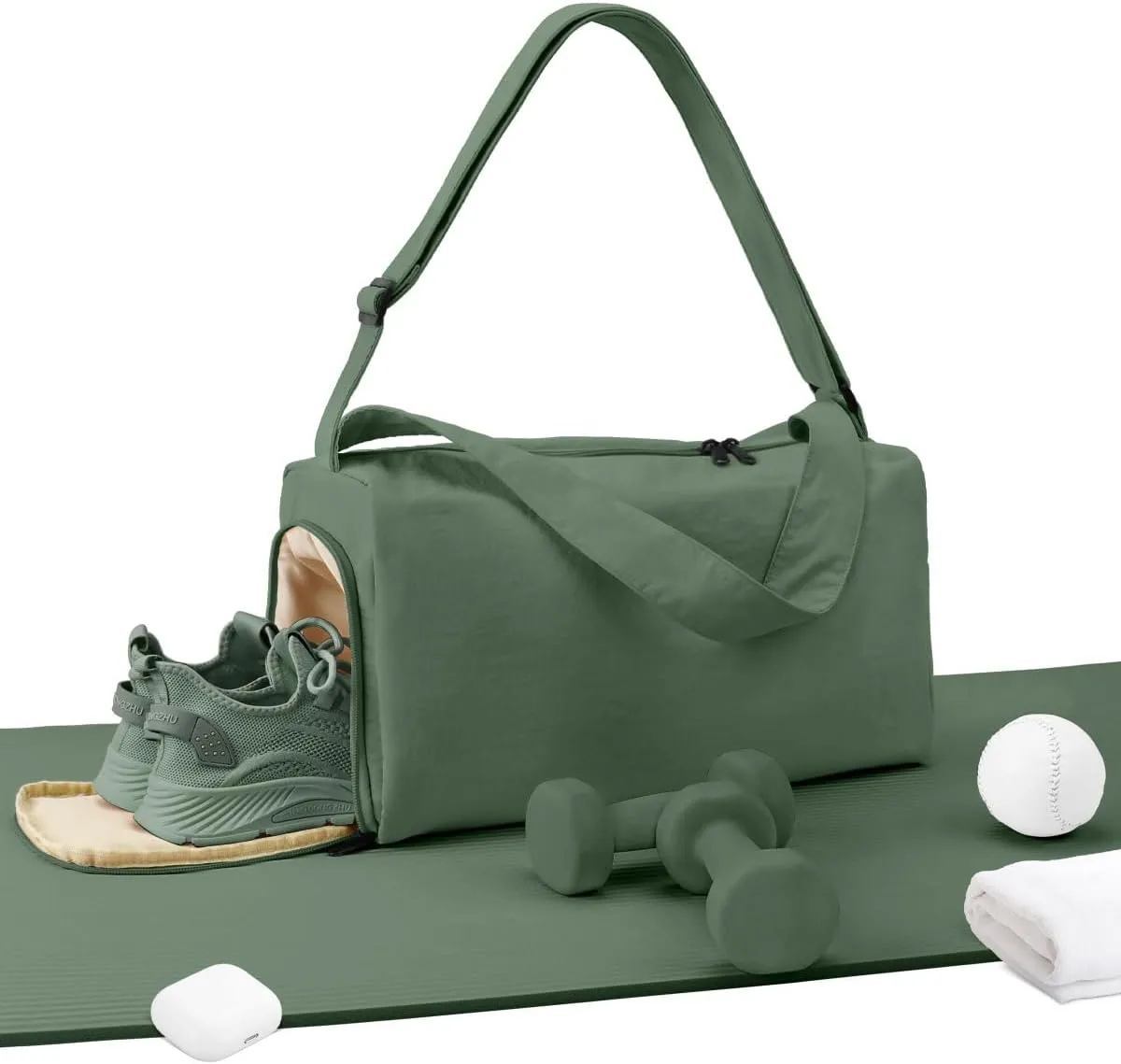 Small Gym Bag for Women with Shoes Compartment, Stylish Duffle Travel Bag for Plane, Lightweight Duffle Bag for Women & Men, Sport Gym Tote Bag with Wet Pocket for Yoga, Pilates, Swimming