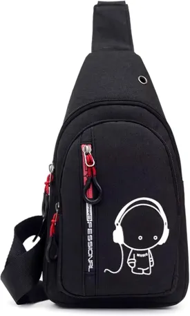 Small Sling Crossbody Bag for Women & Men  Lightweight Travel Shoulder Bag with Adjustable Strap  Compact One Strap Backpack for Hiking, Walking & Everyday Use, Black