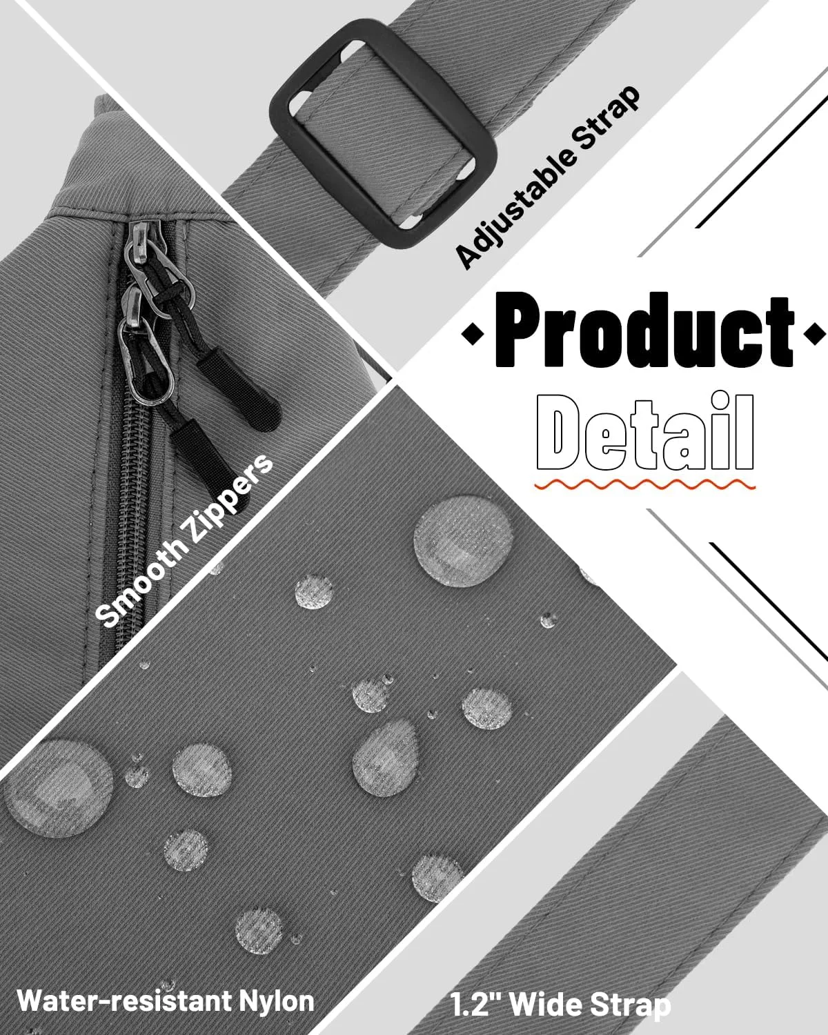 Small Sling Crossbody Bag for Women Men Trendy, Mini Crescent Bag with Adjustable Strap, 2 Zippers Lightweight Nylon Bag