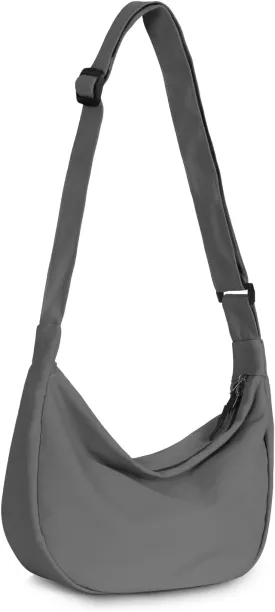 Small Sling Crossbody Bag for Women Men Trendy, Mini Crescent Bag with Adjustable Strap, 2 Zippers Lightweight Nylon Bag