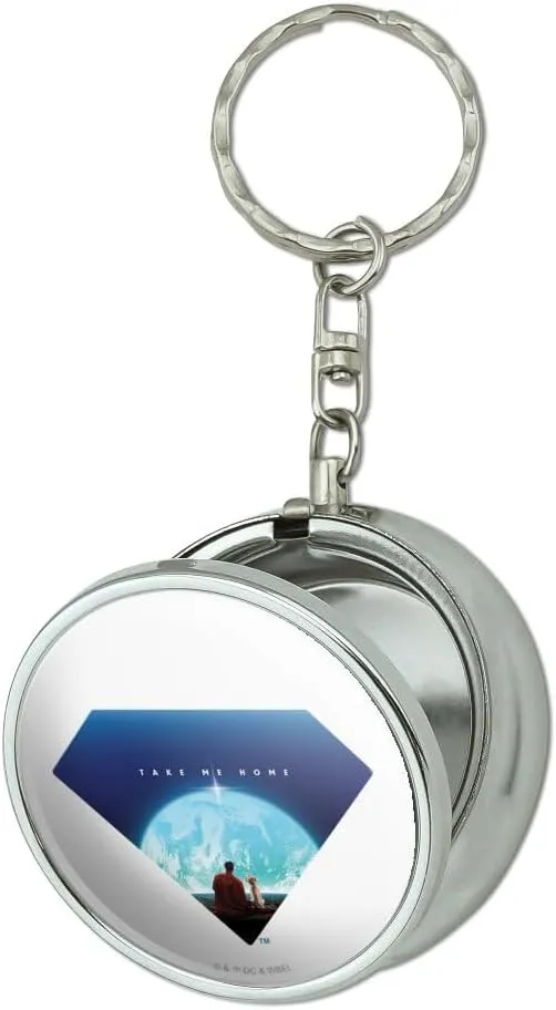Superman Krypto Earth Shield Portable Travel Size Pocket Purse Ashtray Keychain with Cigarette Holder