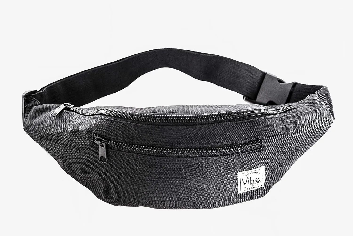 Vibe Festival Gear Fanny Pack for Men Women - Many Prints - Black Holographic Silver Gold Cute Waist Bag for Festival Rave Hiking Running Cycling