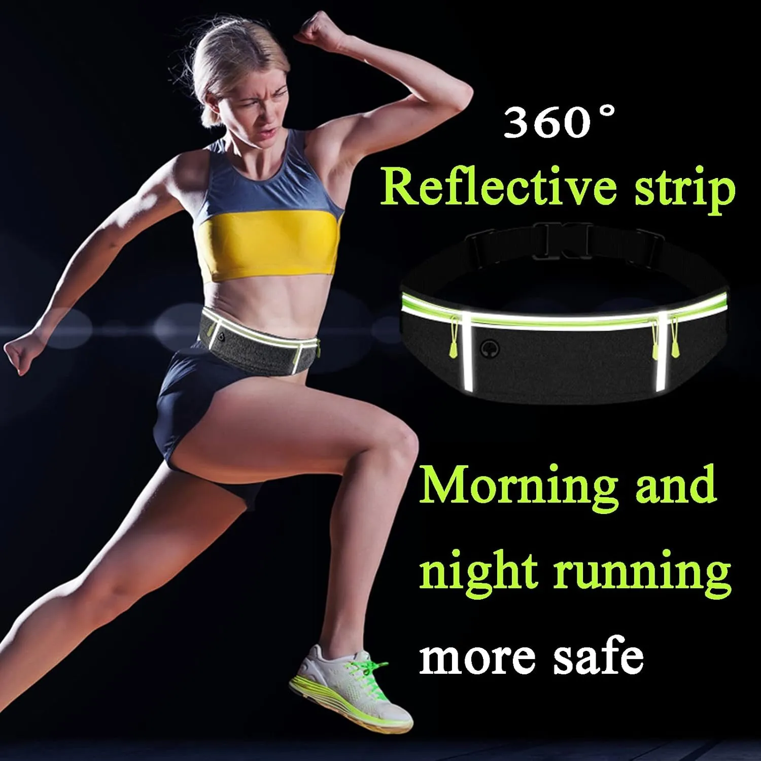 Waist pack sport running Belt Pack with adjustable Strap for running hiking travel outdoors sport (Grey, 3 Pockets)