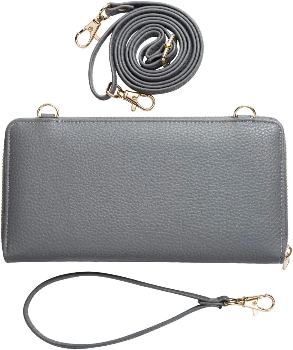 Womens Wristlet Wallet Crossbody Bag Cellphone Purse Handbag RFID Card Slots 2 Strap Wrist