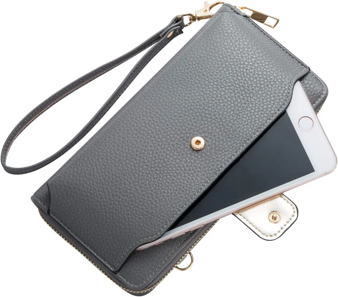 Womens Wristlet Wallet Crossbody Bag Cellphone Purse Handbag RFID Card Slots 2 Strap Wrist
